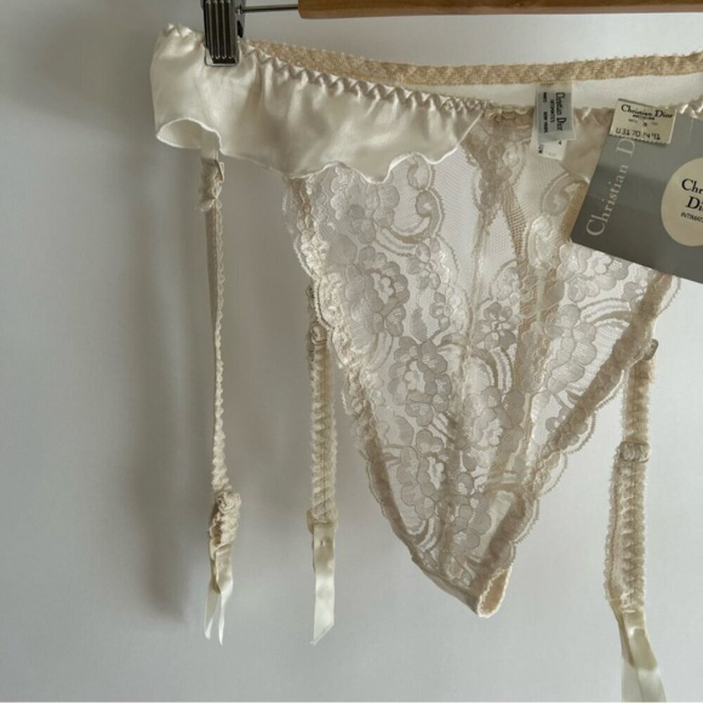 Vintage Christian Dior Intimates Panty / Garter Belt Ivory - Picture 2 of 8